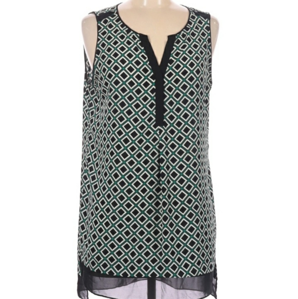 White House Black Market Boho Color Block Blouse